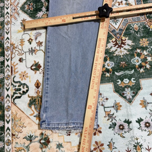 Wrangler Jeans Mens Blue Denim Faded Distressed Straight Leg Casual Pants - Picture 6 of 6